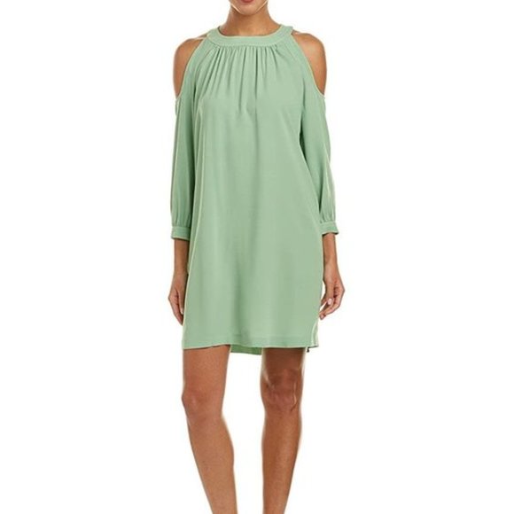 Nine West 3/4 Sleeve Cold Shoulder Shift Dress in Sprout Green - size 8 NWT - Picture 1 of 10